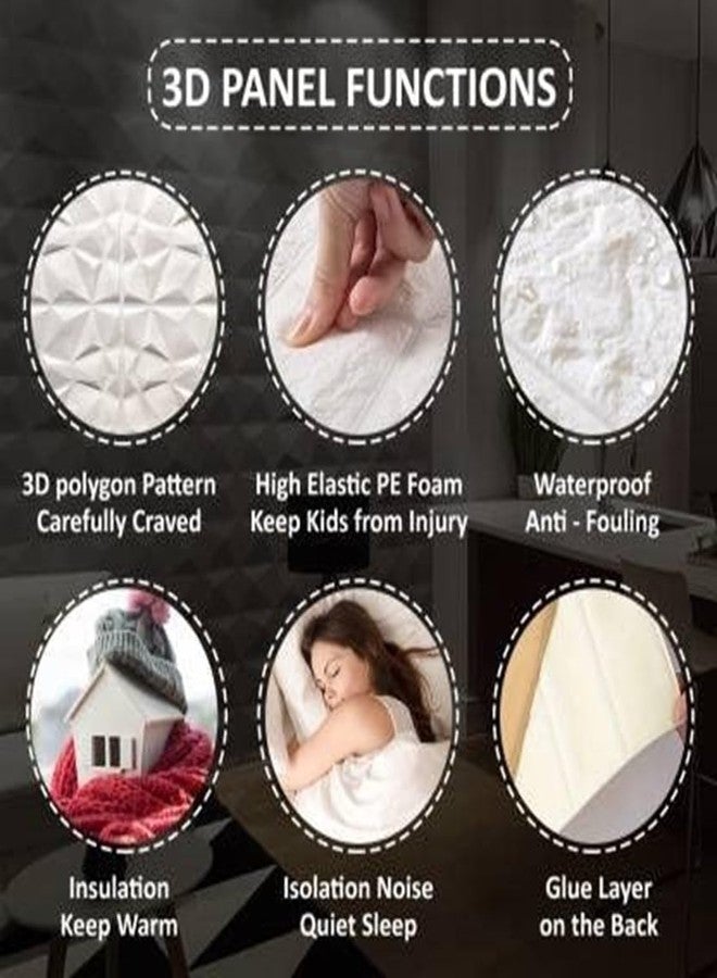 Lukzer 8PC 3D Foam Wallpaper Wall Panel Covering Hard Waterproof Soundproof Decorative Interior for Home, Cafe Decoration, Office (Diamond/ 70 x 70cm) - Image 4